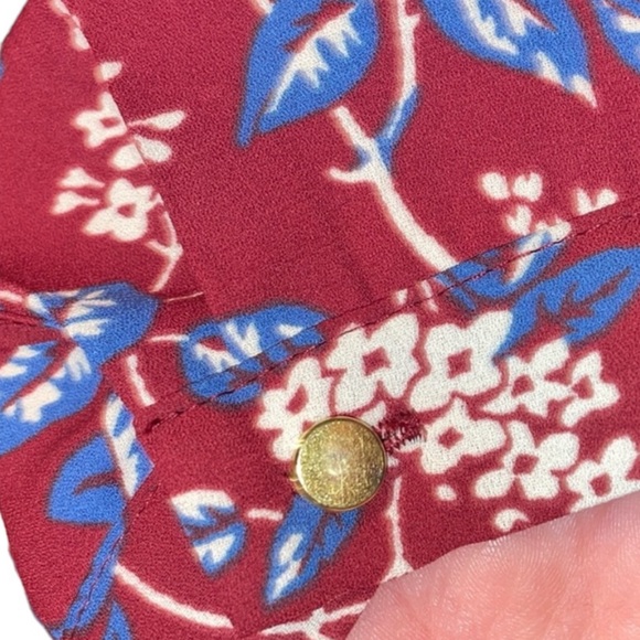 Madewell Long Sleeve V-neck Midi Dress Back Zipper Burgundy Floral Print M - Picture 4 of 7